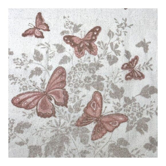 Butterfly Floral Bath Towel Vintage 100% Cotton Fine Fashion Textiles Made USA - Picture 2 of 5